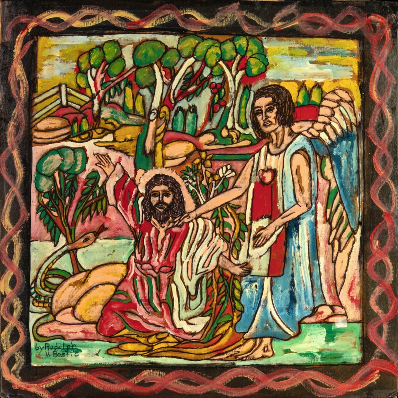 90s TOUCHED by the MASTER　Bible Cult Art Vintage 90s Touched By The Master Religious God's Thumb Print